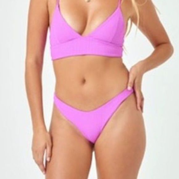 NWOT L*Space Pointelle Rib Cabana Bikini Bottom in Purple size M - Picture 1 of 7